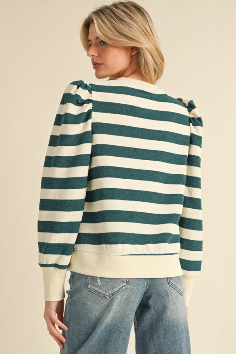 Stripe Sweatshirt, Hunter Green