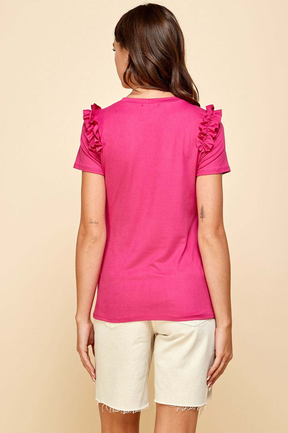 Everyday Ruffle Sleeve T-shirt, Pink