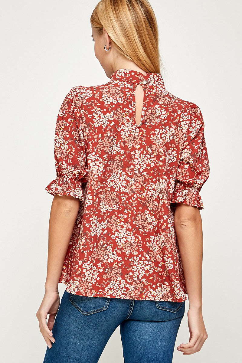 Floral Printed top, Rust