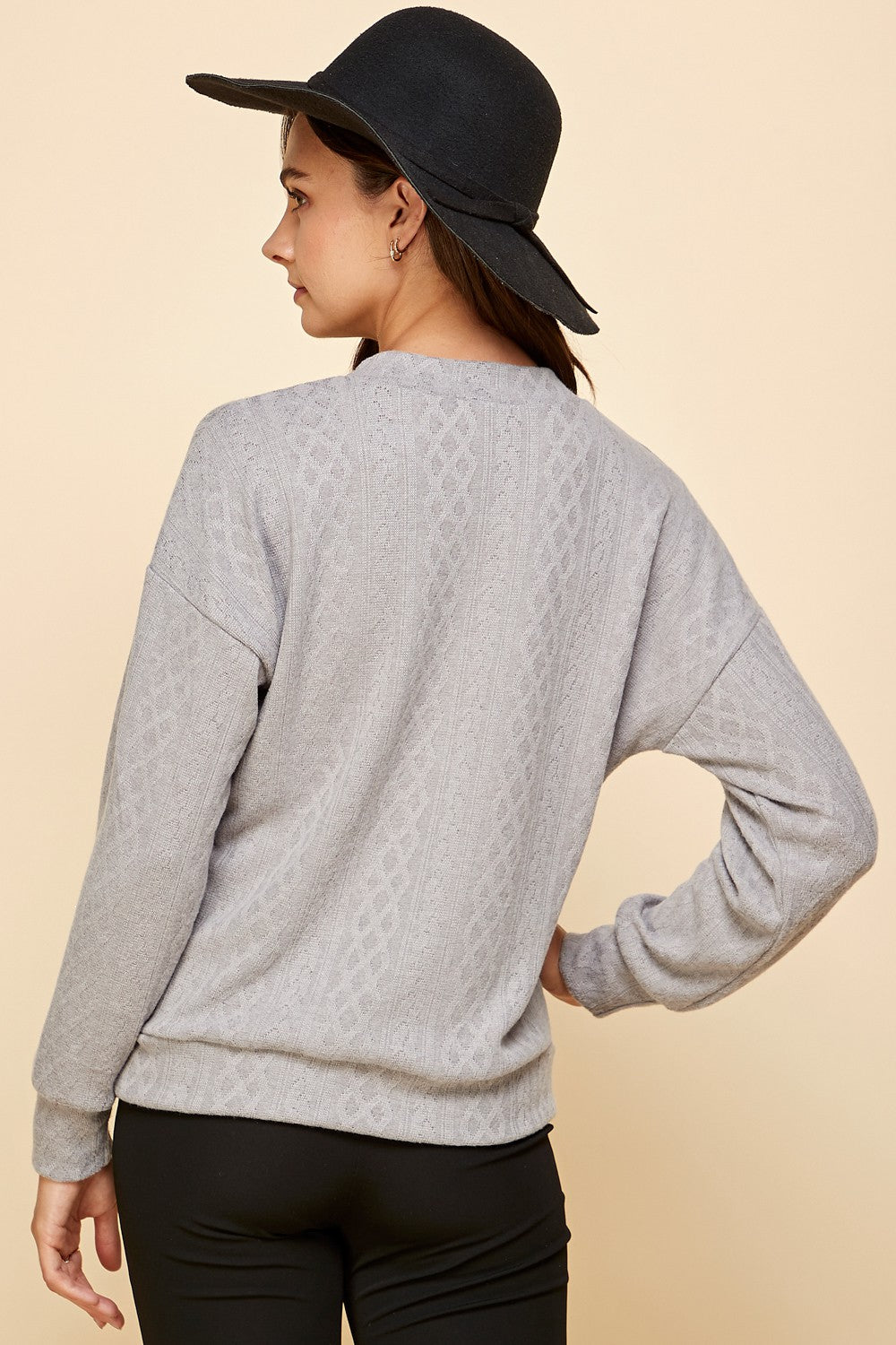 Cable Knit Sweatshirt, Grey