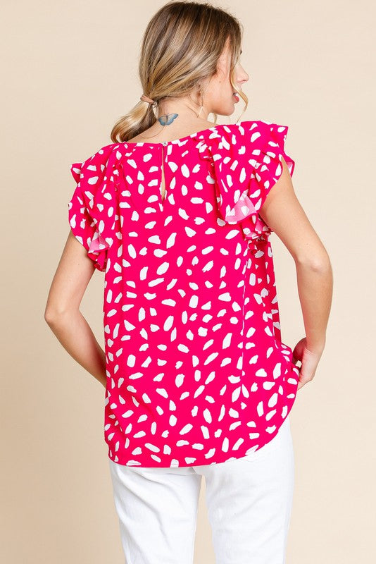 Raglan Cap Sleeve Blouse, Hot Pink