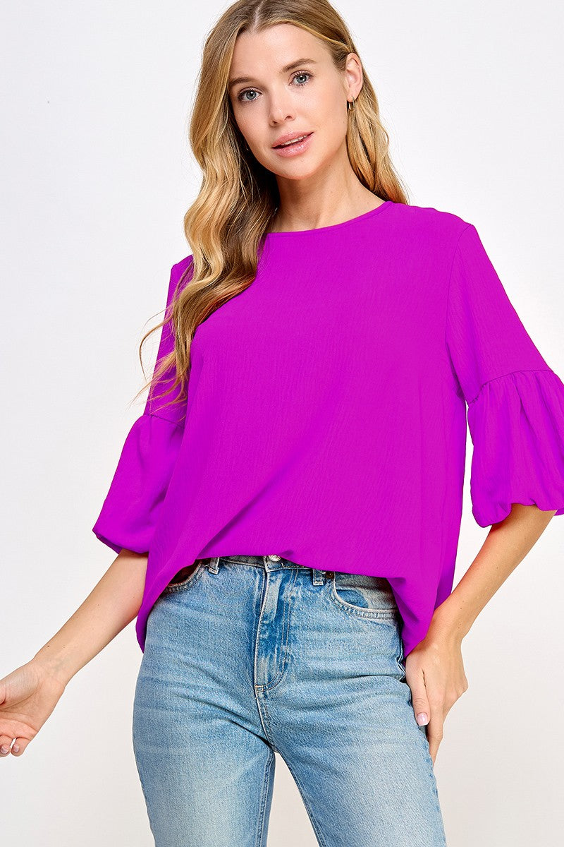 Bubble Sleeve Blouse, Magenta