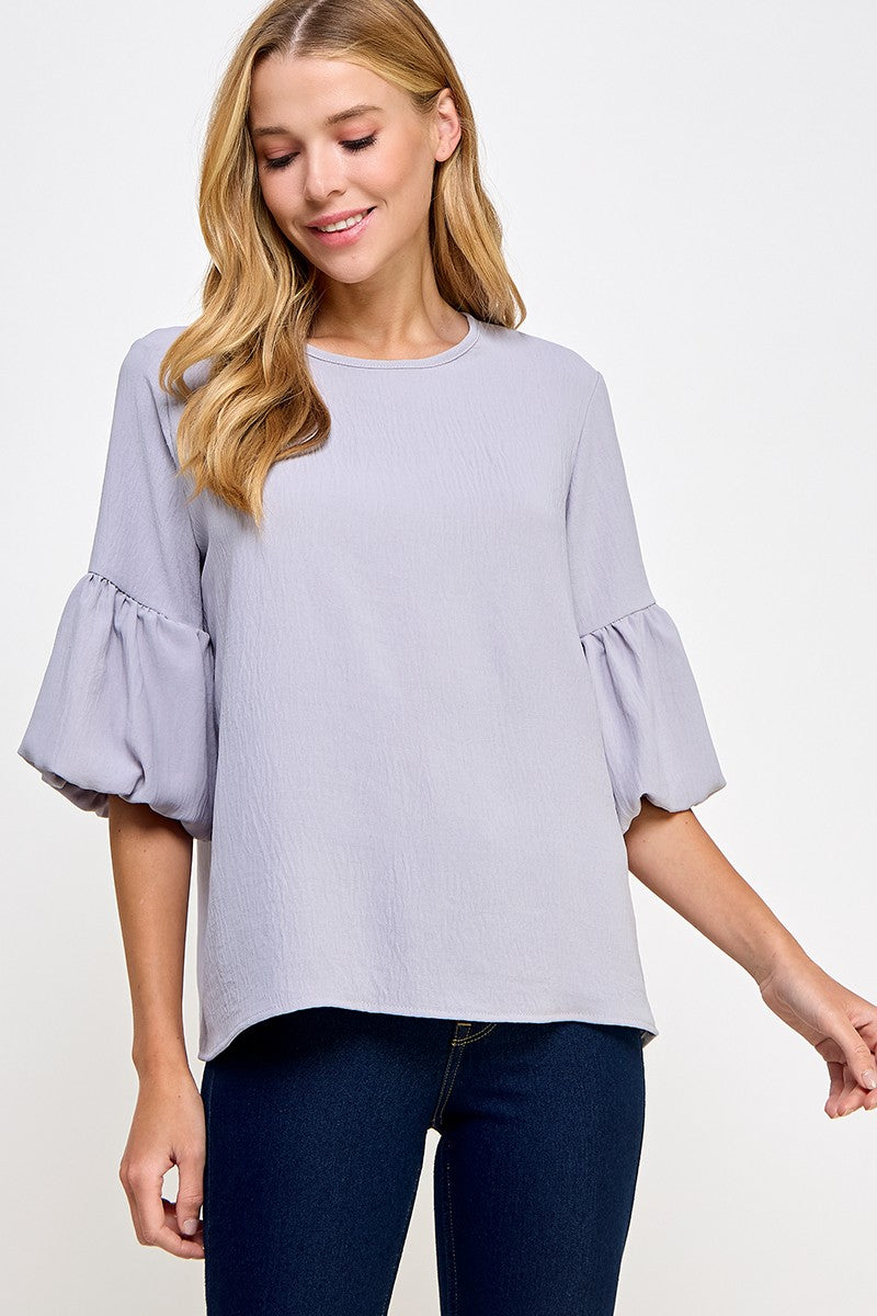 Bubble Sleeve Blouse, Silver