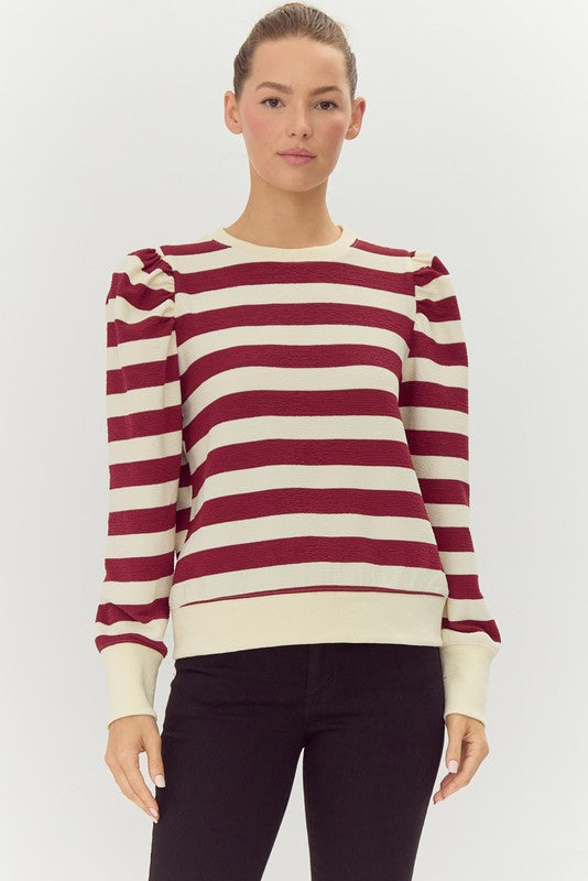 Stripe Sweatshirt, Maroon