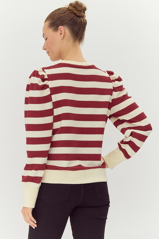 Stripe Sweatshirt, Maroon