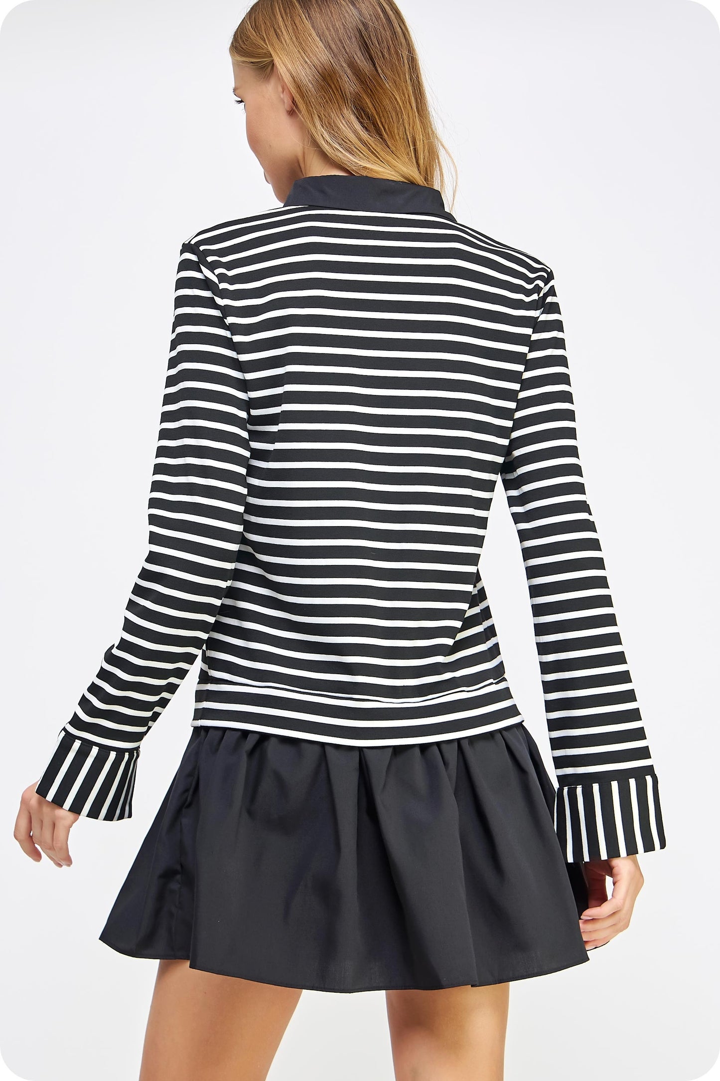 Stripe Woven Dress, Black and White