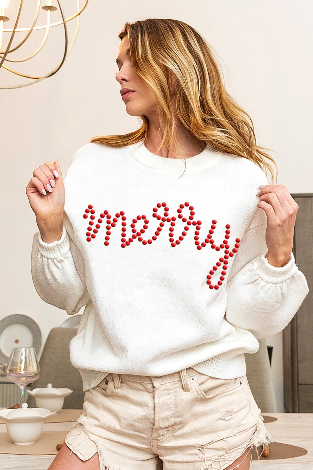 Beaded Merry Sweater