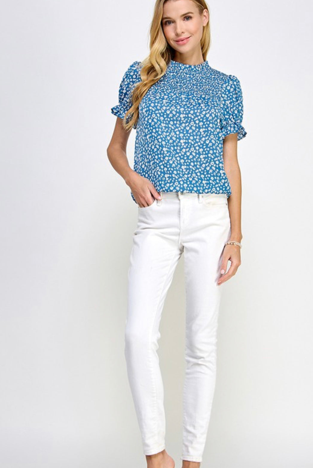 Blue Floral Blouse