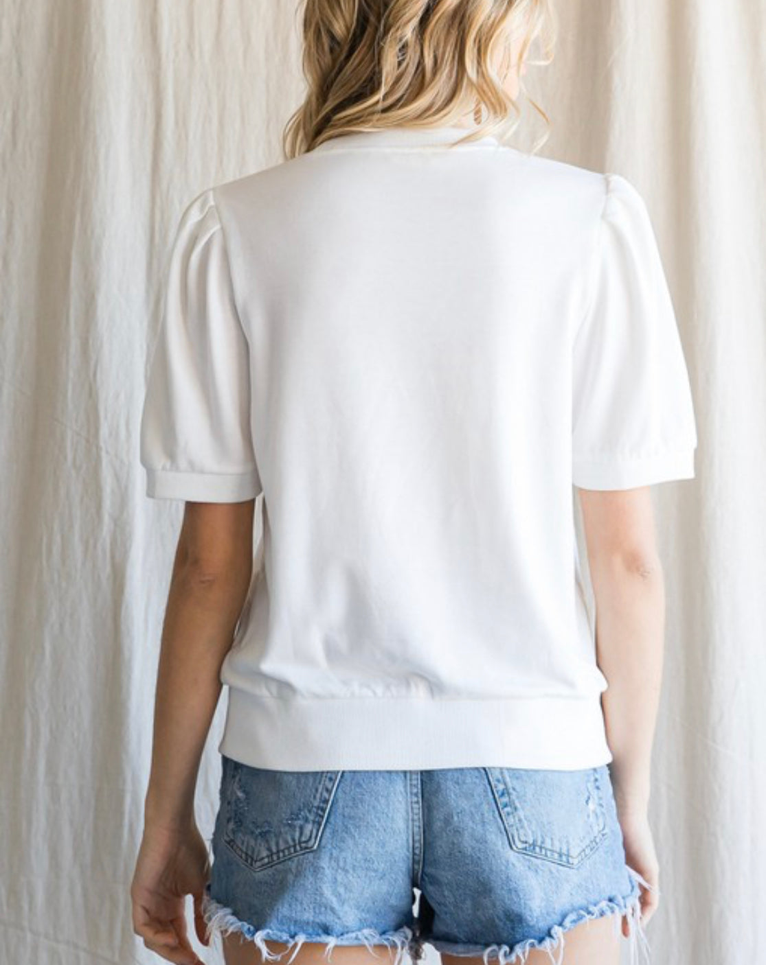 Short Sleeve Sweatshirt, White