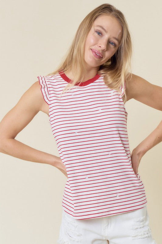 Red and White Stripe Tank