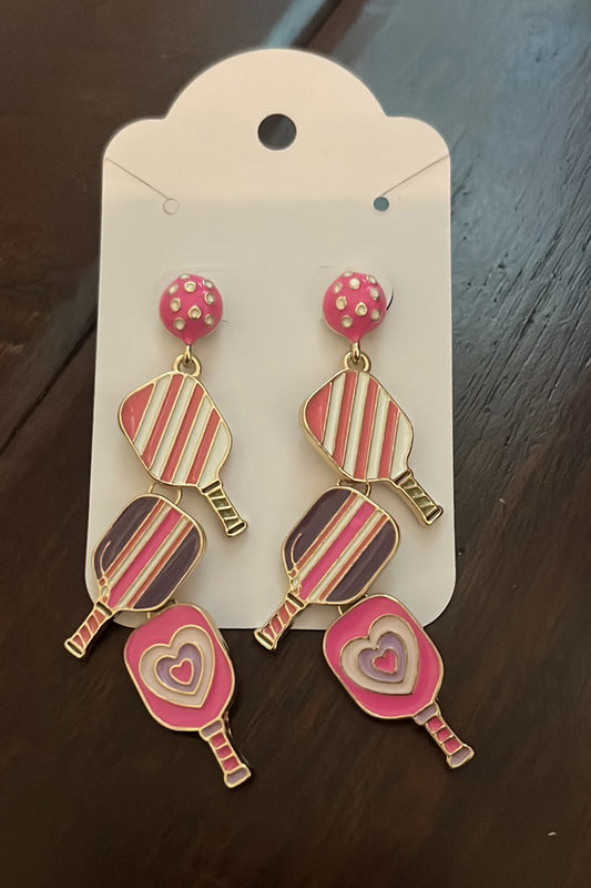 Pink Pickleball Earrings