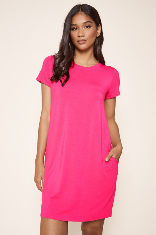 Short Sleeve Jersey T-Shirt Dress, Multiple Colors